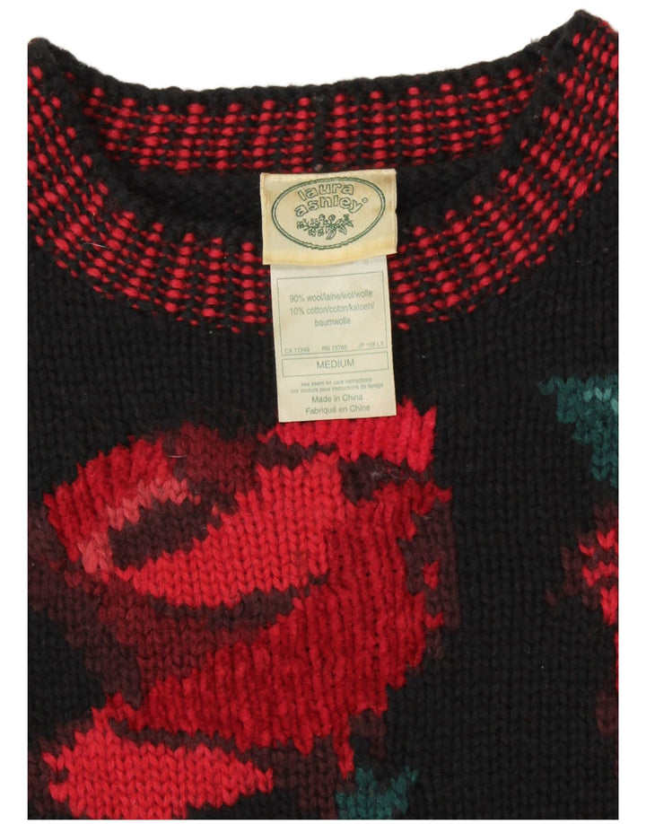 LAURA ASHLEY Dame sweater med rund hals DK 14 Medium Black Floral