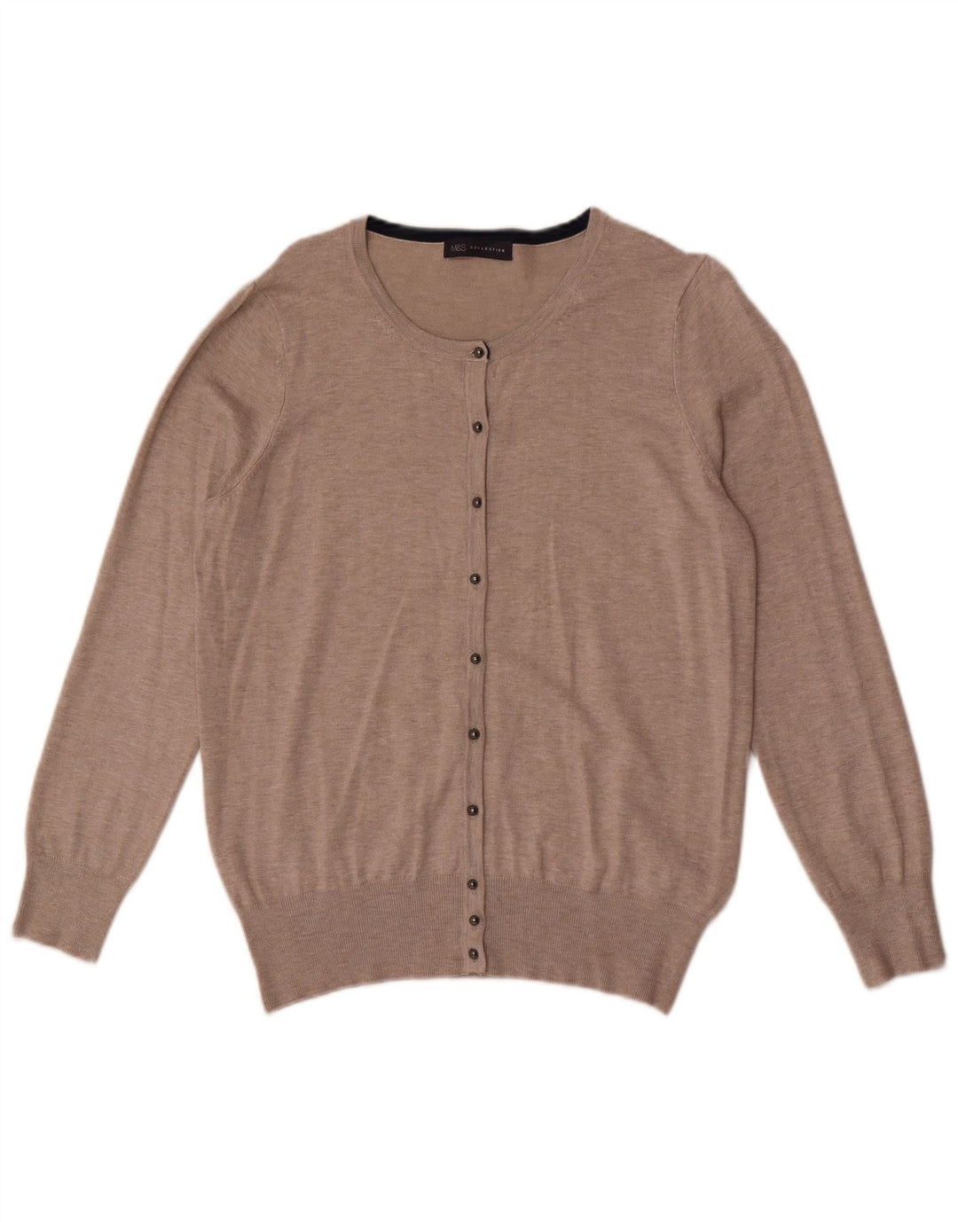 Marks & Spencer Dame Cardigan Sweater UK 16 Stor Beige Viscose