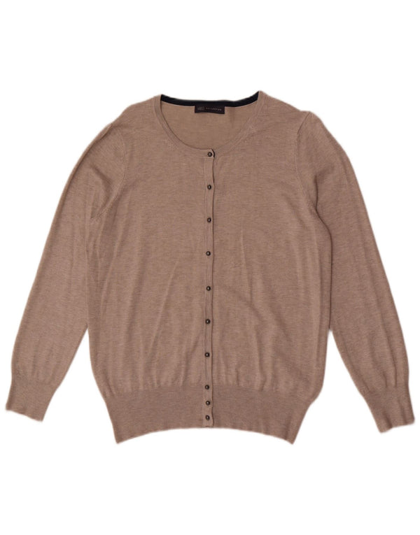 Marks & Spencer Dame Cardigan Sweater UK 16 Stor Beige Viscose