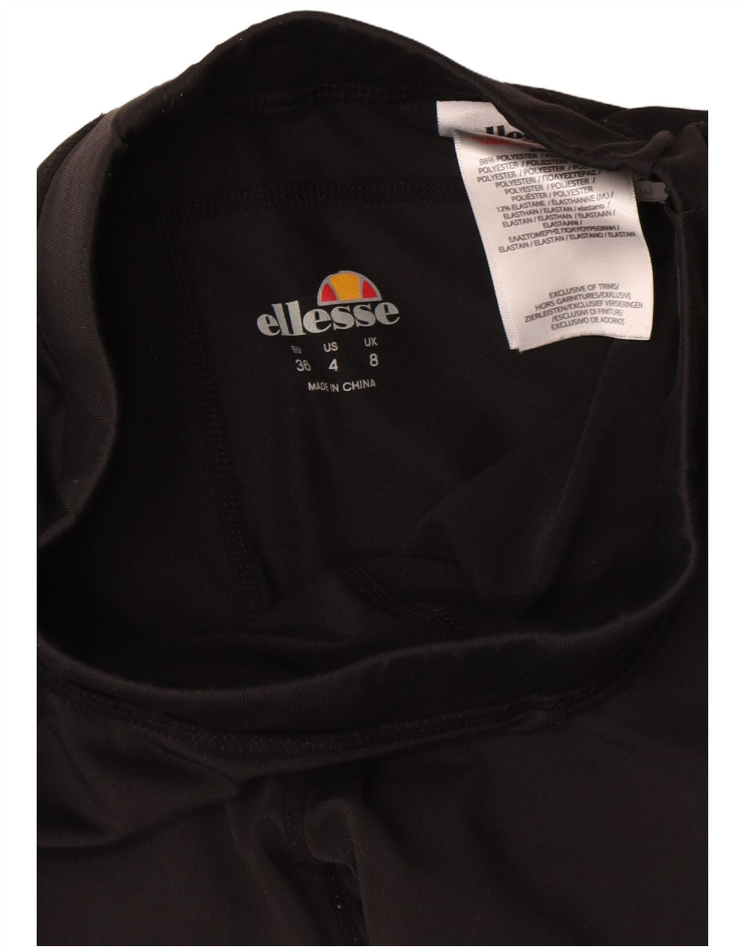 Ellesse Womens Graphic Crop Leggings UK 8 Small Black Polyester