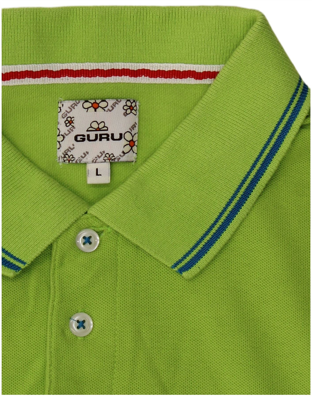 GURU Boys Polo Shirt 15-16 Years Large Green Cotton