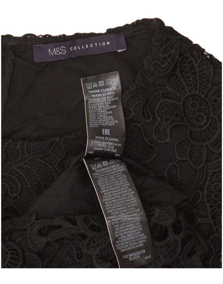 Marks & Spencer Kvinder Blondeskede Kjole UK 8 Small Black Floral Polyester