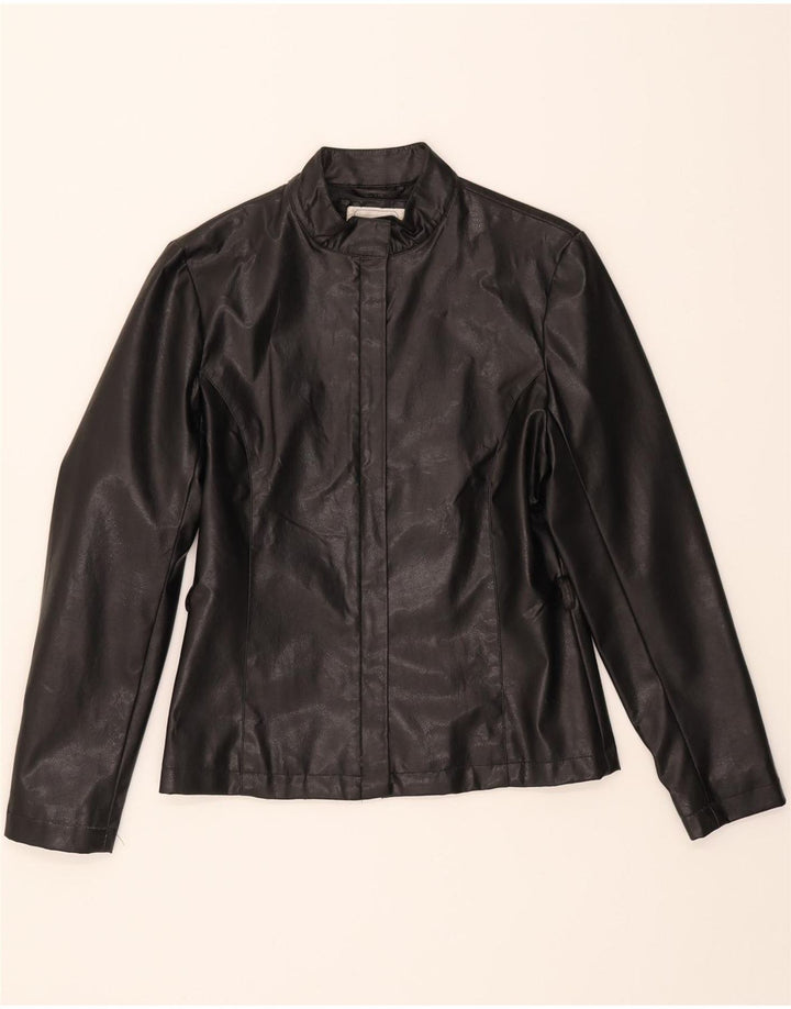 SASHA Womens Faux Leather Jacket UK 12 Medium Black PVC Vintage Sasha and Second-Hand Sasha from Messina Hembry 