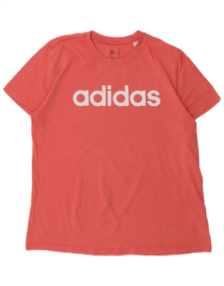 ADIDAS Grafisk T-shirt top til kvinder UK 20/22 XL Pink Bomuld