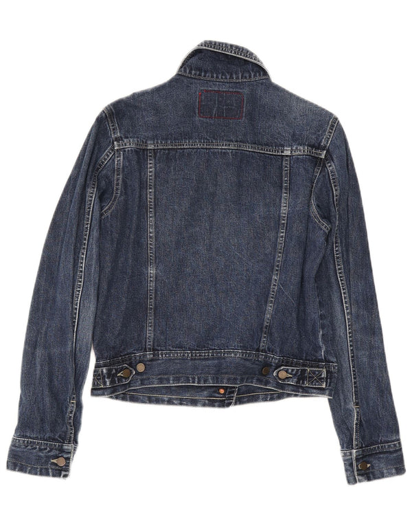 Stefanel Dame Crop Denim Jacket UK 12 Medium Navy Blue