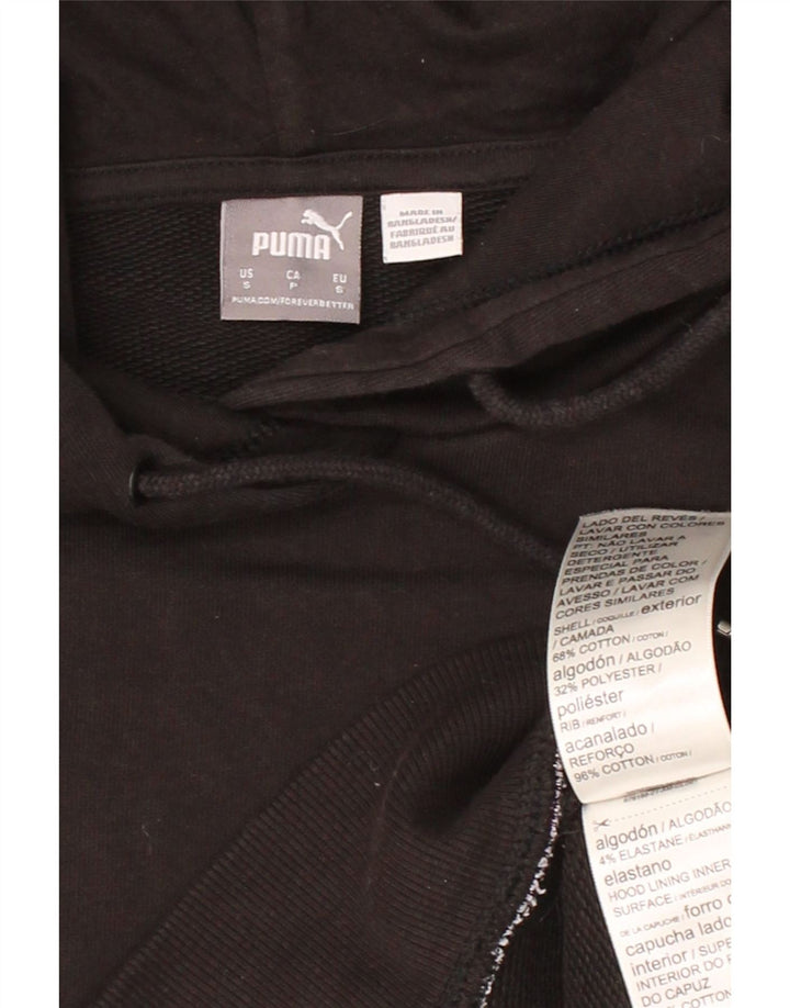 PUMA Womens Oversized Abstract Pattern Hoodie Jumper UK 10 Small Black Vintage Puma and Second-Hand Puma from Messina Hembry 