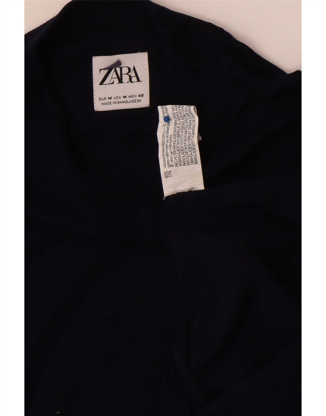 Zara Herre trøje med rund hals, medium marineblå viskose