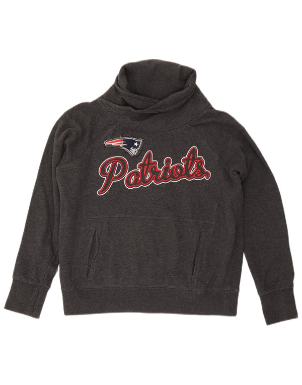 NFL Dame New England Patriots Grafisk Sweatshirt Jumper UK 14 Medium Grå