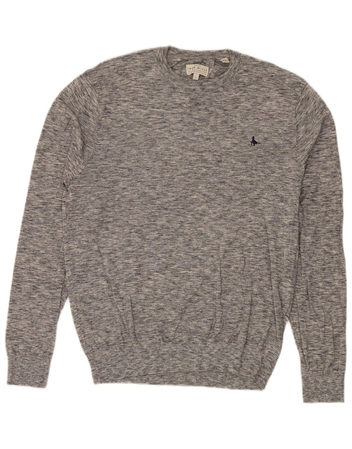 Jack Wills Herre Crew Neck Jumper Sweater Stor grå Flecked Bomuld