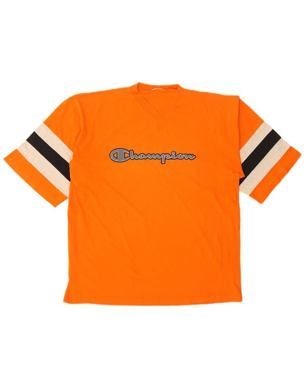 Champion Herre Grafisk T-Shirt Top XL Orange Colourblock