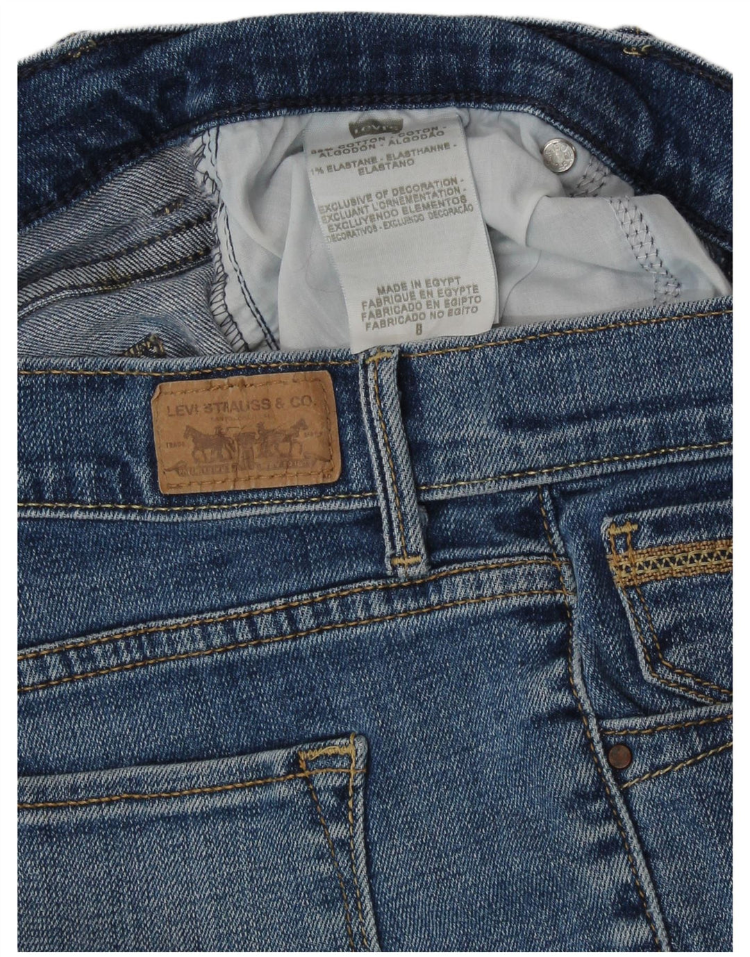 LEVI'S Dame Capri Bukser US 8 Medium W30 L19 Blå Bomuld