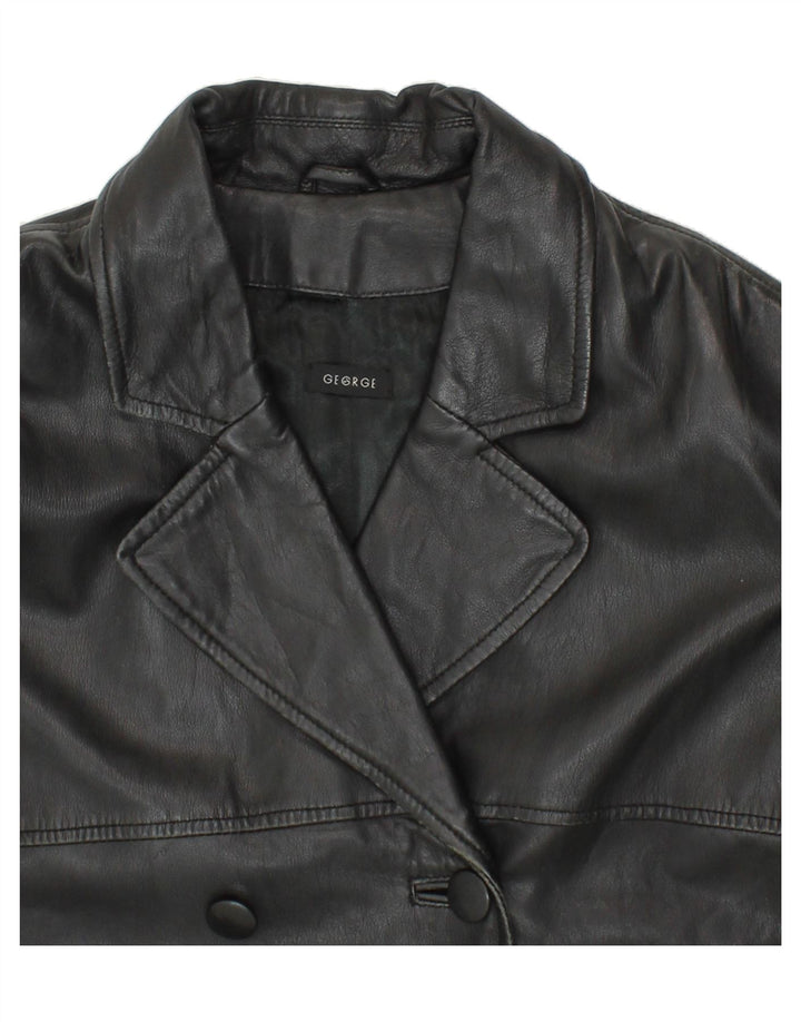 GEORGE Womens Leather Coat UK 16 Large Black Leather Vintage George and Second-Hand George from Messina Hembry 