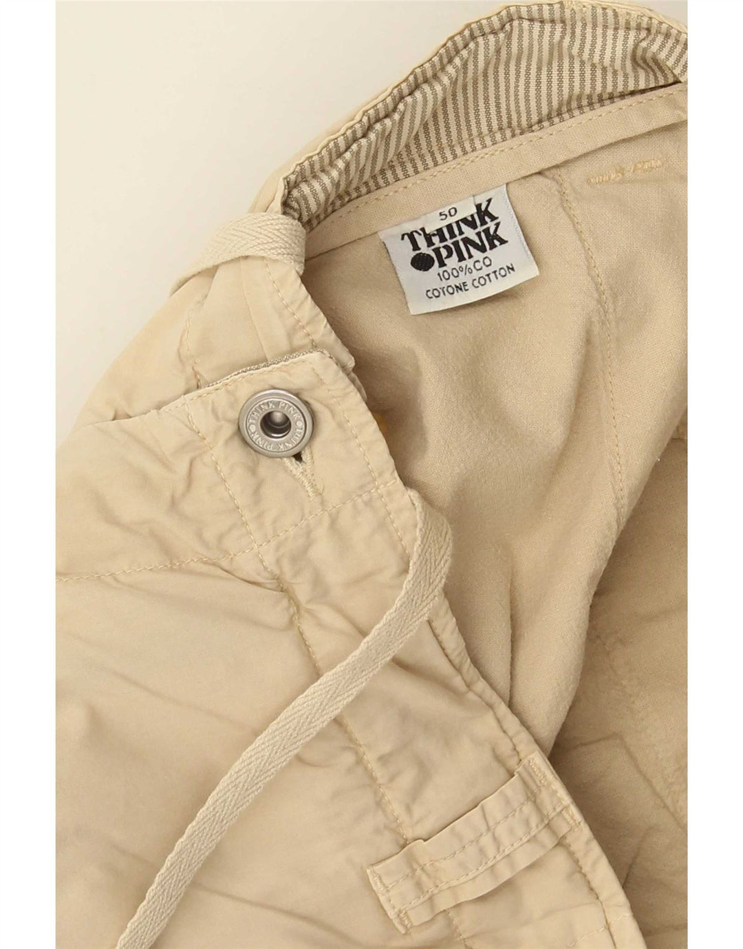 Tænk Pink Herre Cargo Shorts IT 50 Large W34 Beige Bomuld