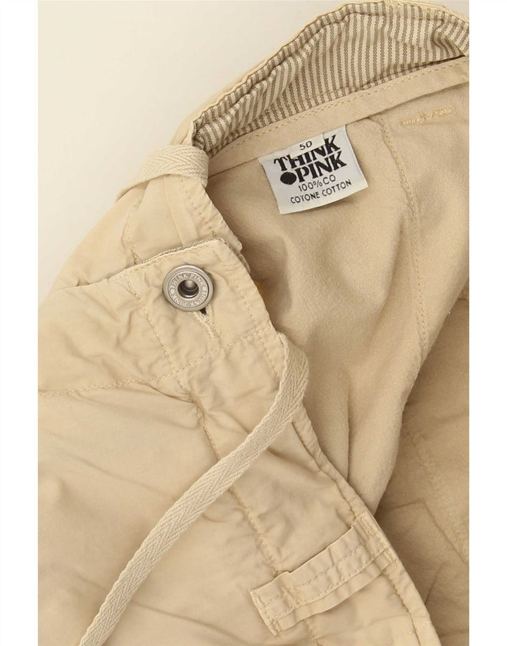 Tænk Pink Herre Cargo Shorts IT 50 Large W34 Beige Bomuld
