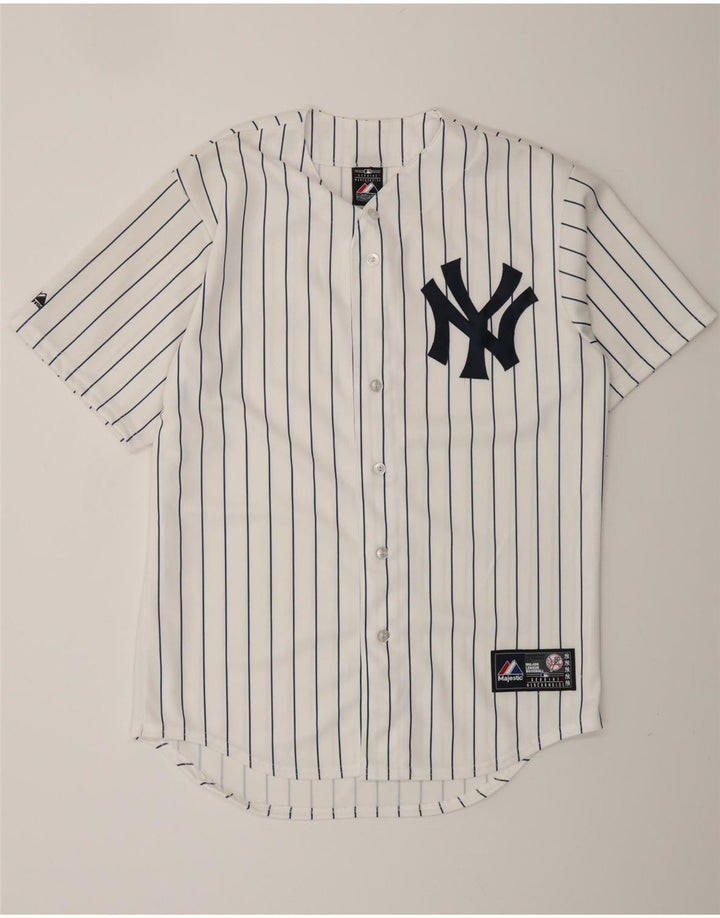MAJESTIC Herre New York Yankees Grafisk Jersey Top Medium White Pinstripe