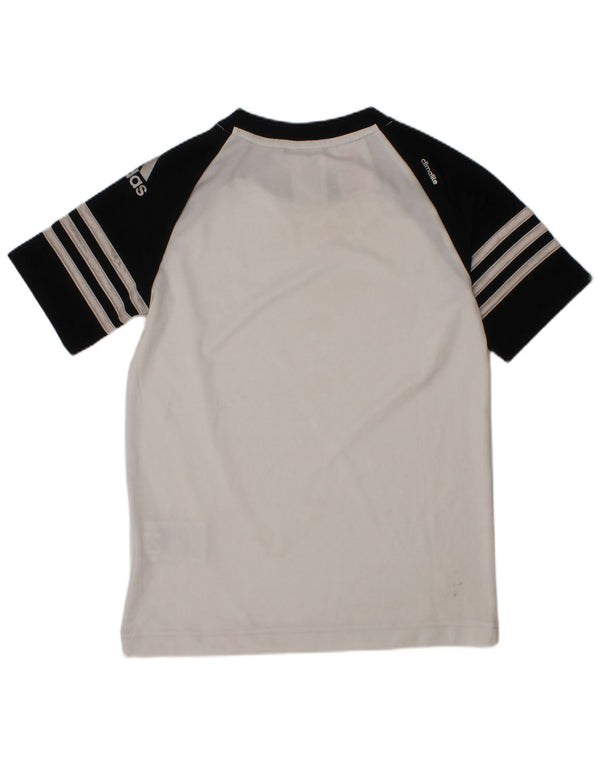 Adidas Boys Climalite Grafisk T-Shirt Top 6-7 år Hvid Colourblock