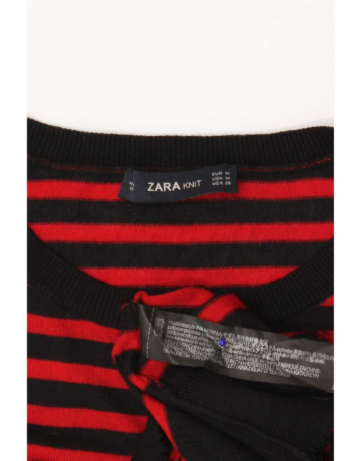 Zara Dametrøjetrøje med rund hals DK 12 Medium Rødstribet Modal