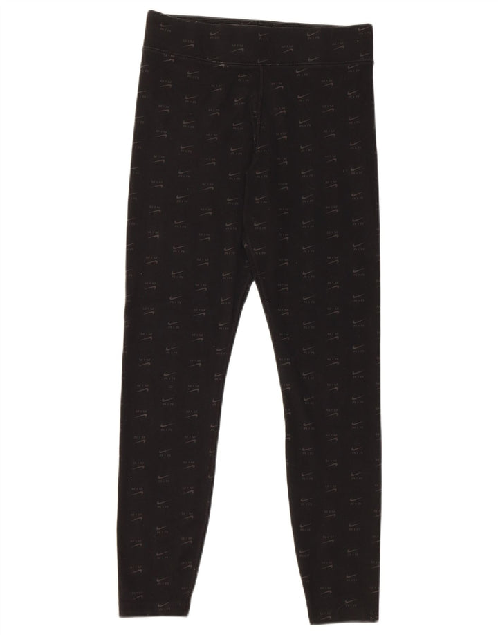 Nike Dame Grafiske Leggings UK 12 Medium Sort Bomuld
