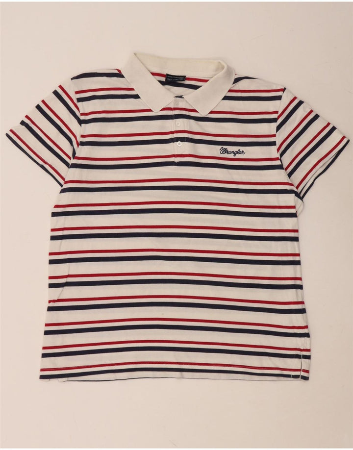 WRANGLER Poloshirt til mænd 2XL Hvidstribet bomuld