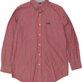 CHAPS Mens Easy Care Shirt Medium Red Pinstripe Cotton Vintage Chaps and Second-Hand Chaps from Messina Hembry 