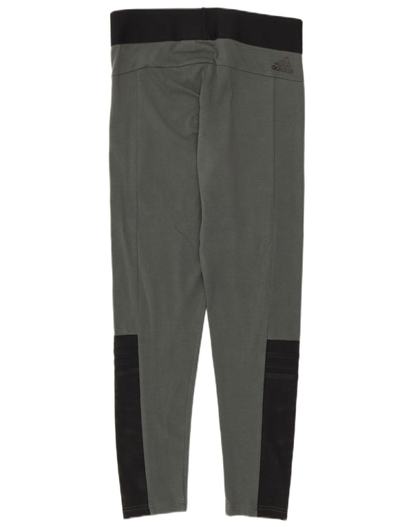 Adidas Dame Leggings UK 12/14 Medium Grey Colourblock Bomuld