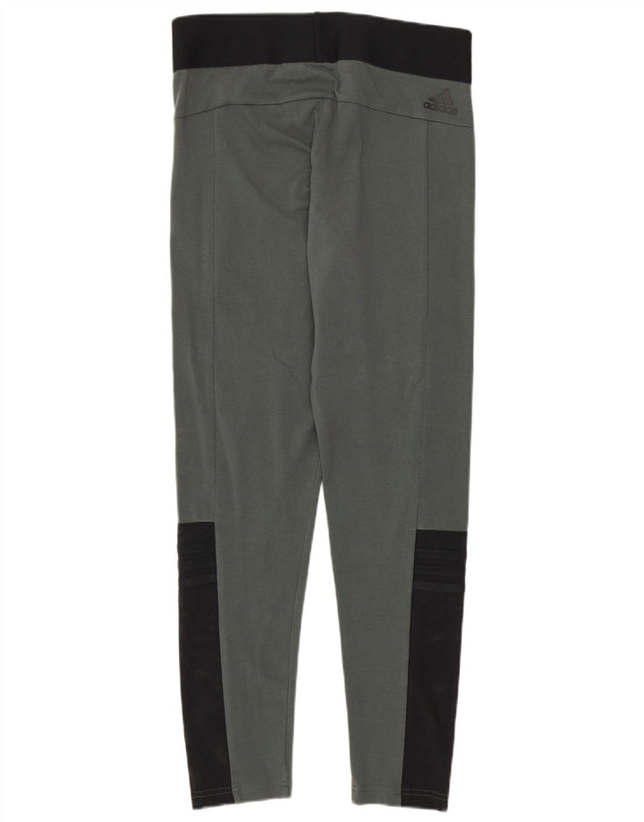 Adidas Dame Leggings UK 12/14 Medium Grey Colourblock Bomuld