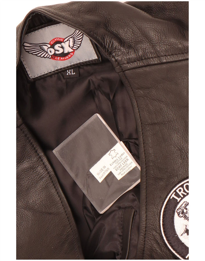 Vintage herre læder vest XL sort læder