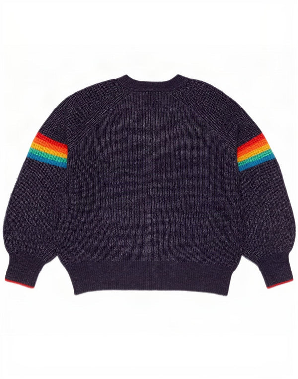 Joules Dame Crew Neck Jumper Sweater UK 14 Large Navy Blue Striped