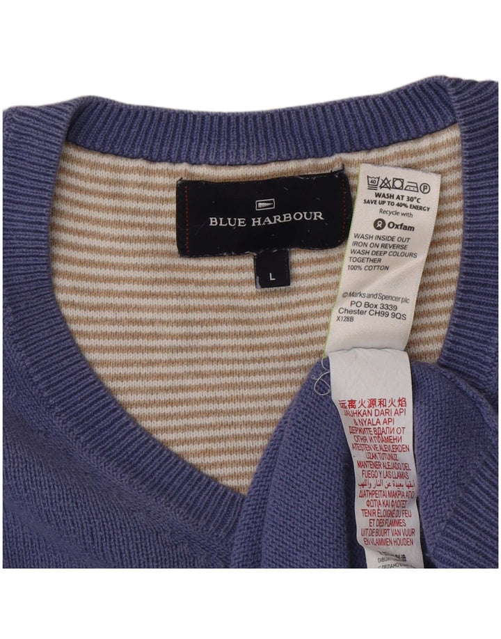 Marks & Spencer Herre Blue Harbor V-hals sweater Stor blå bomuld