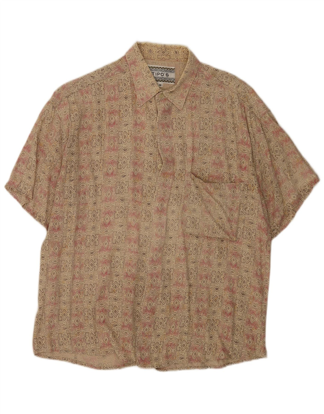 Tipo' S Kortærmet Herreskjorte Medium Beige Geometrisk Rayon
