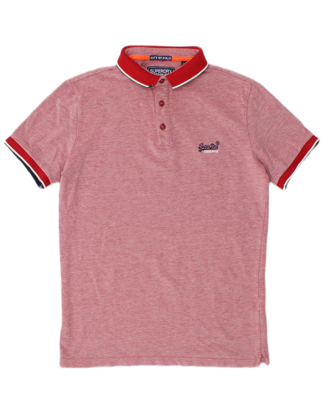SUPERDRY Herre City Fit Polo Shirt Medium Rød Flecked Bomuld