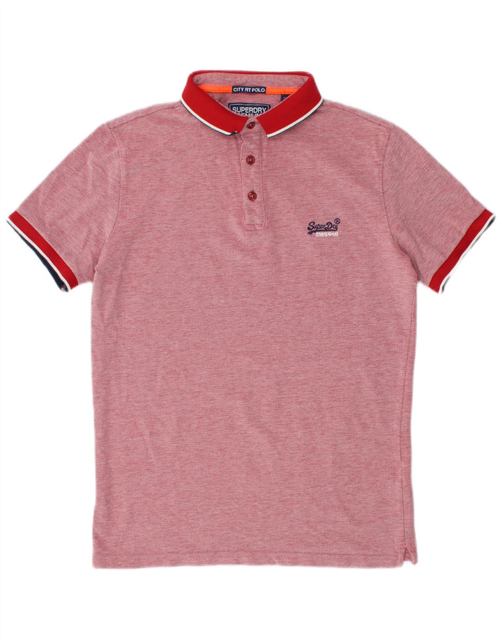 SUPERDRY Herre City Fit Polo Shirt Medium Rød Flecked Bomuld