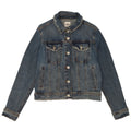 Zara Dame Crop Denim Jacket UK 16 Large Blue Cotton