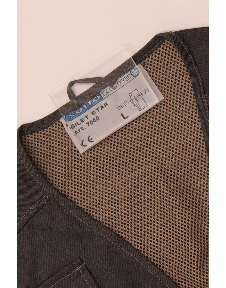 Sotto Zero Mens Utility Gilet UK 40 Large Grey Cotton