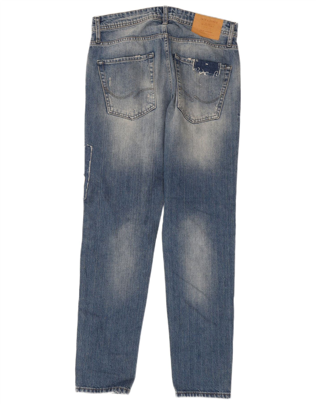 Jack & Jones Herre Mike Comfort Fit Slim Jeans W30 L32 Blå Patchwork