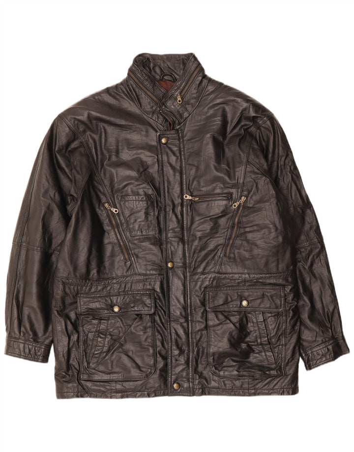 TRAPPER Mens Leather Jacket EU 52 XL Black Leather