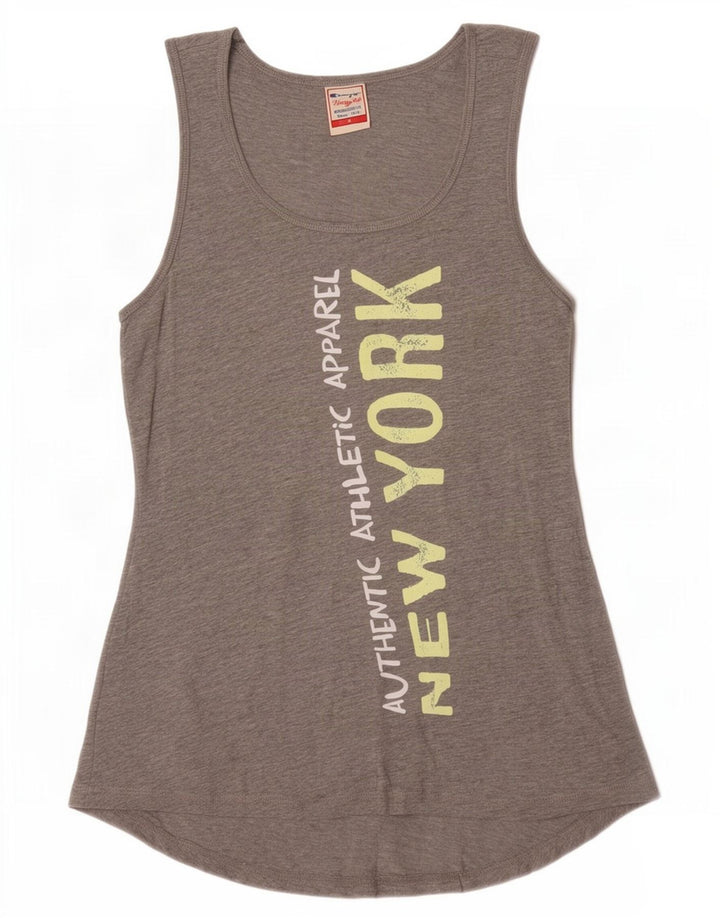 Champion Womens Heritage Fit Grafisk Vest Top UK 12 Medium Grey Flecked