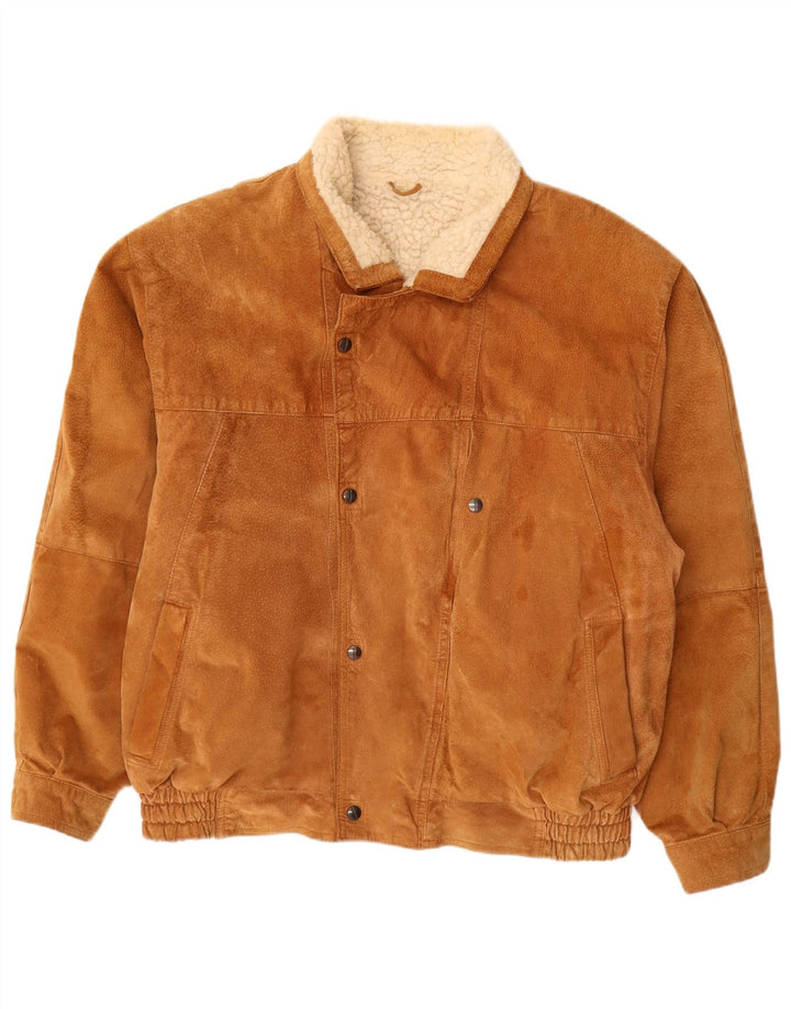 Vintage herre Sherpa ruskindsjakke UK 40 Stor brunt læder