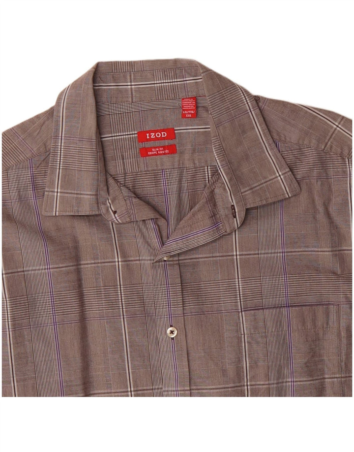 IZOD Slim Fit skjorte til mænd 2XL grå plaid bomuld
