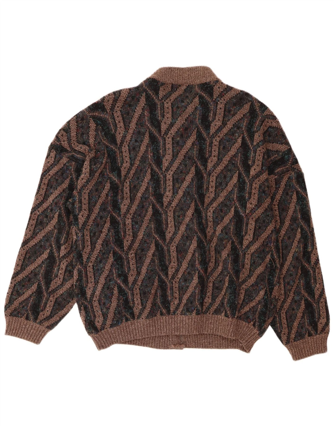 Vintage herre cardigan sweater stor brun geometrisk