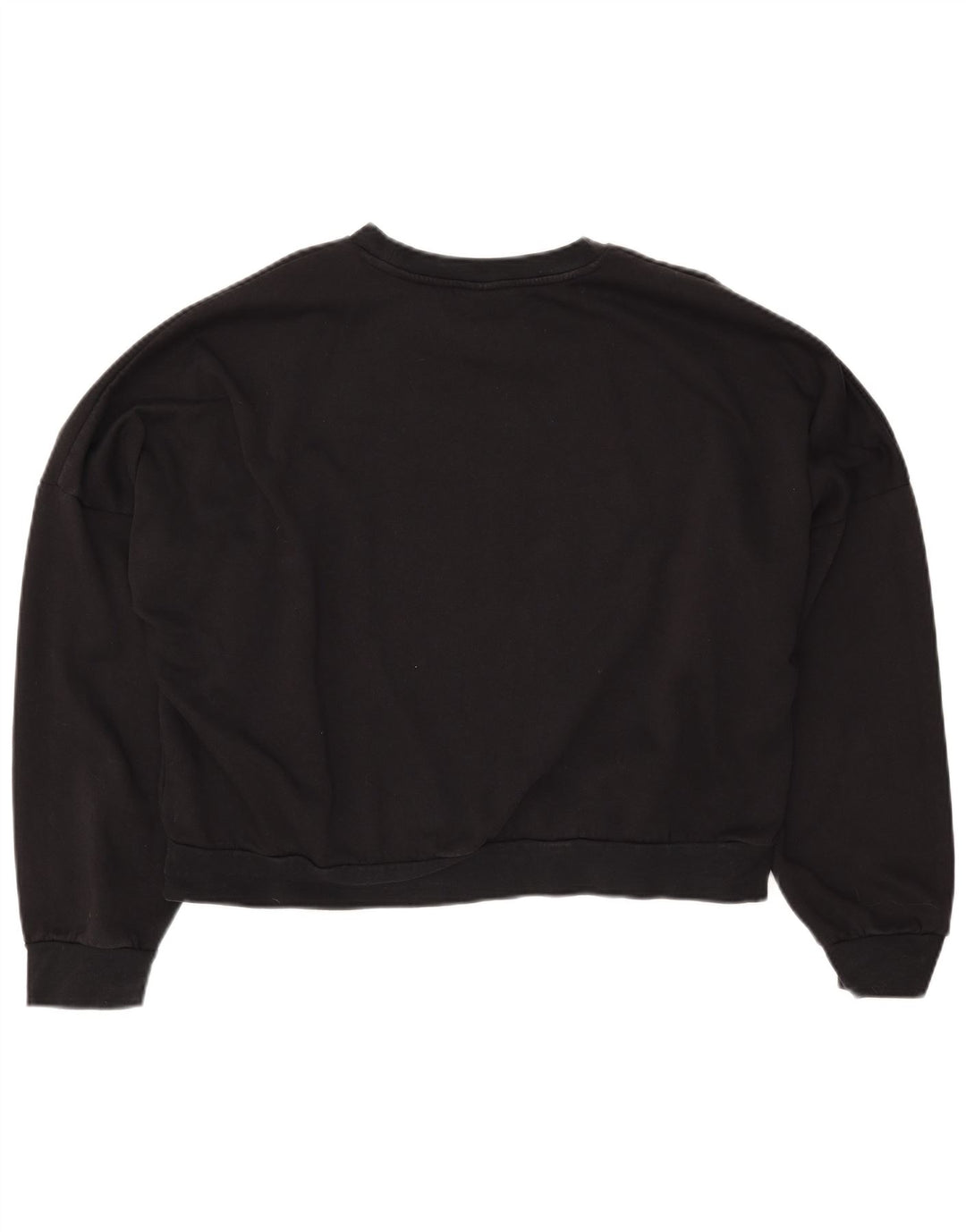 ADIDAS Womens Crop Oversized Sweatshirt Jumper UK 16/18 Stor sort bomuld