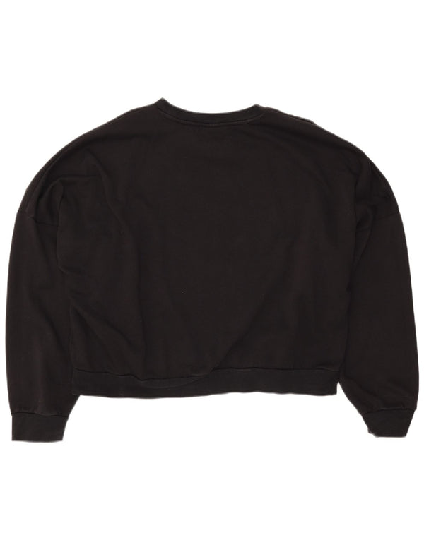 ADIDAS Womens Crop Oversized Sweatshirt Jumper UK 16/18 Stor sort bomuld