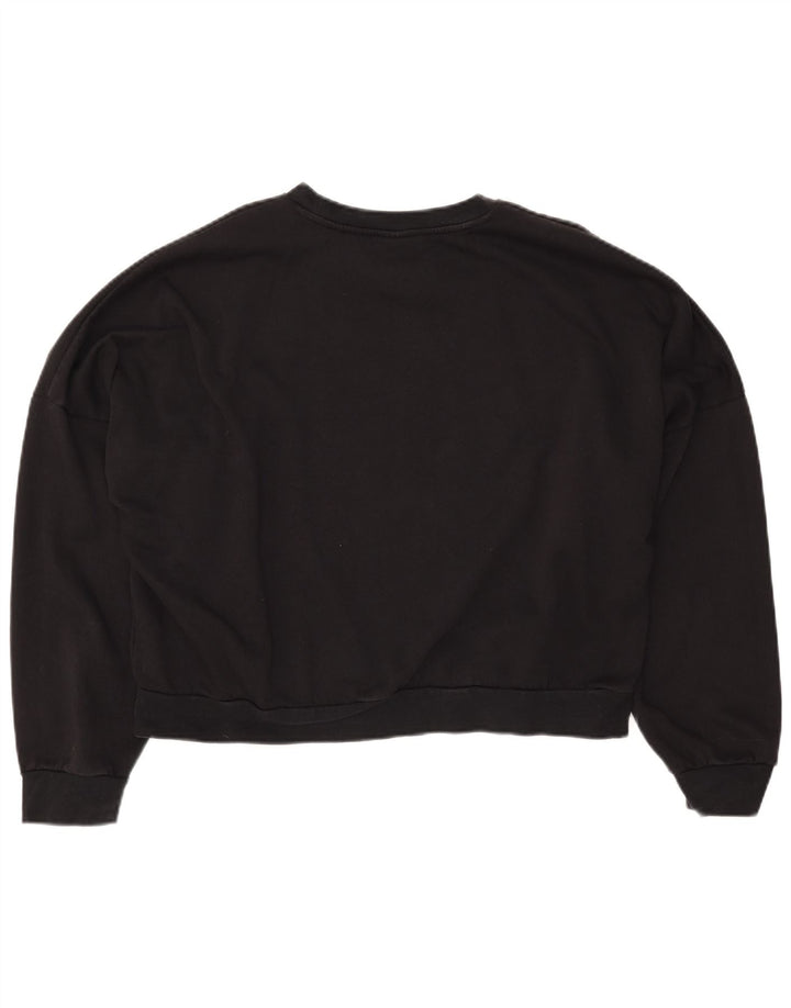 ADIDAS Womens Crop Oversized Sweatshirt Jumper UK 16/18 Stor sort bomuld