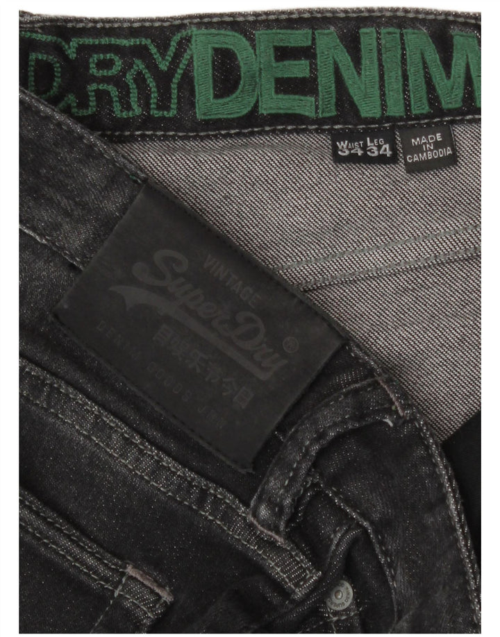 Superdry Slim Jeans til mænd W34 L34 sort bomuld