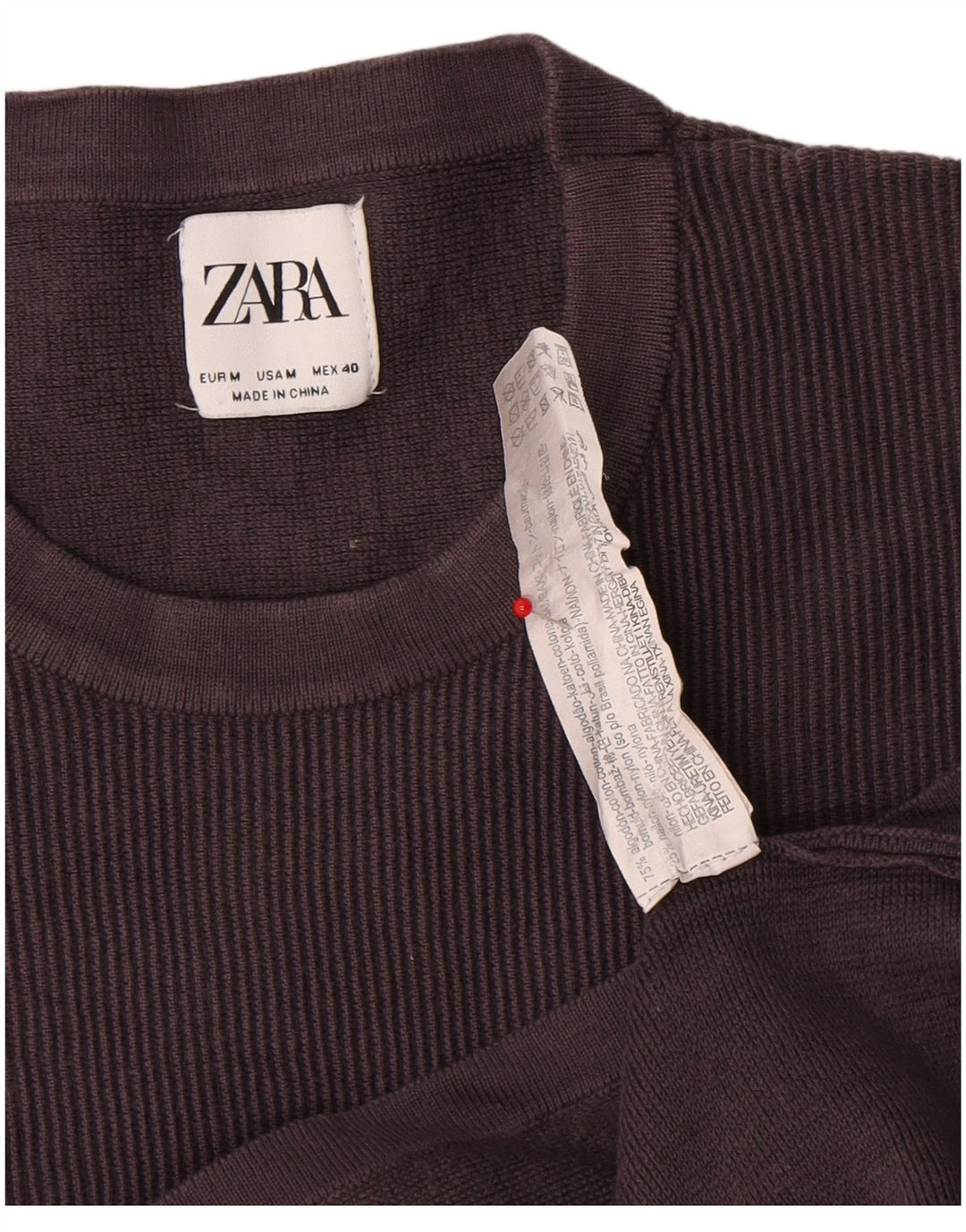 Zara Herre T-Shirt Top Medium Grå Bomuld