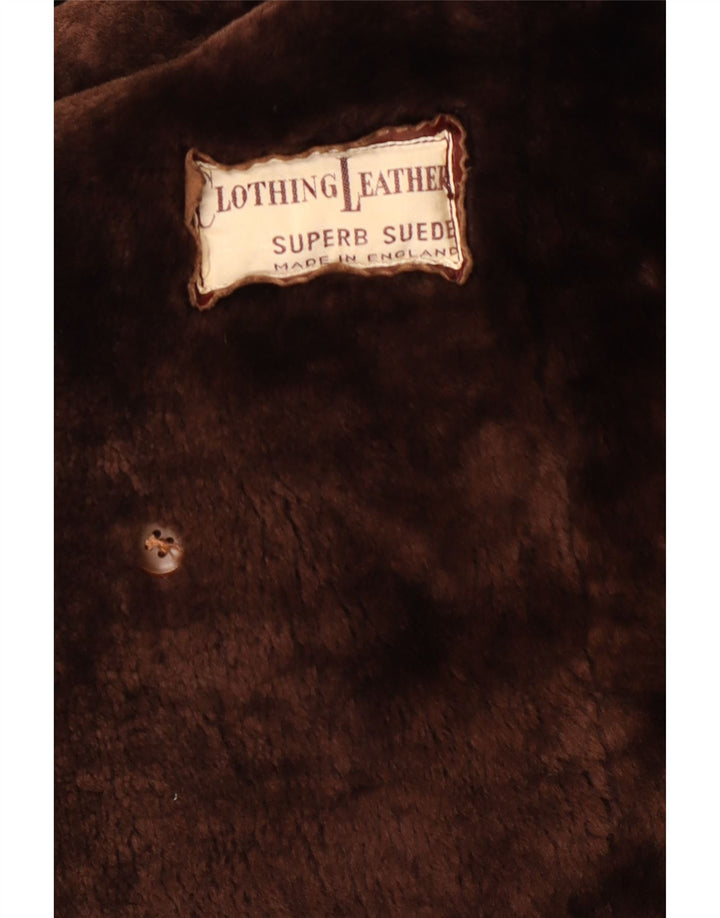 Vintage Herre Shearling Læderfrakke UK 38 Medium Brun Læder