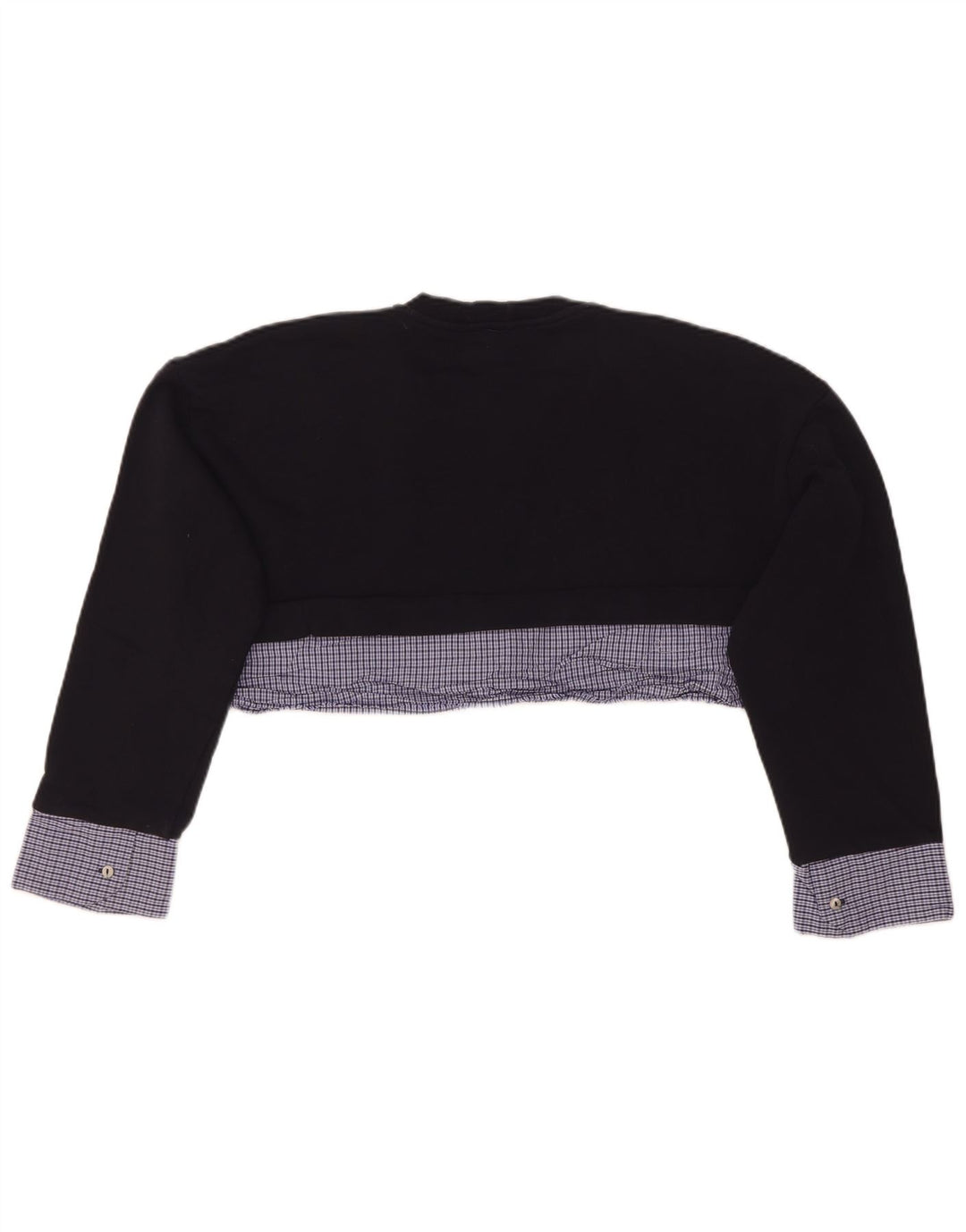Zara Womens Crop Oversized Sweatshirt Jumper UK 10 Small Navy Blue Check