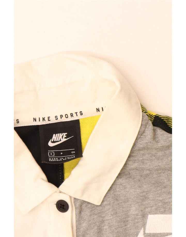 NIKE Womens Oversized Crop Rugby Polo Shirt UK 10 Small Multicolored