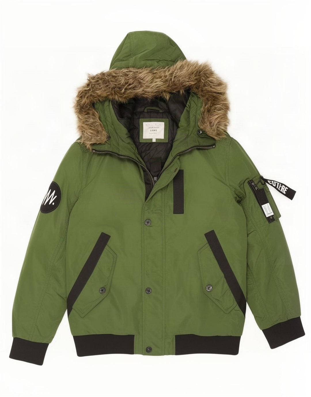 Jack & Jones Herre hættepolstret bomberjakke UK 40 Stor grøn polyester