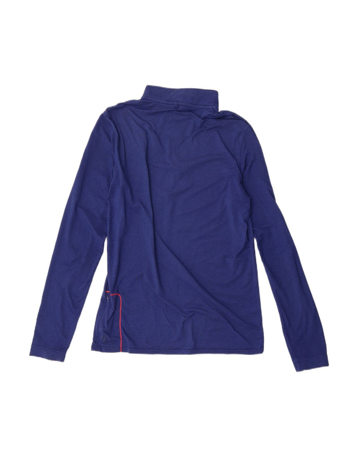 NEW BALANCE Mens Zip Neck Top Long Sleeve Small Navy Blue Polyester